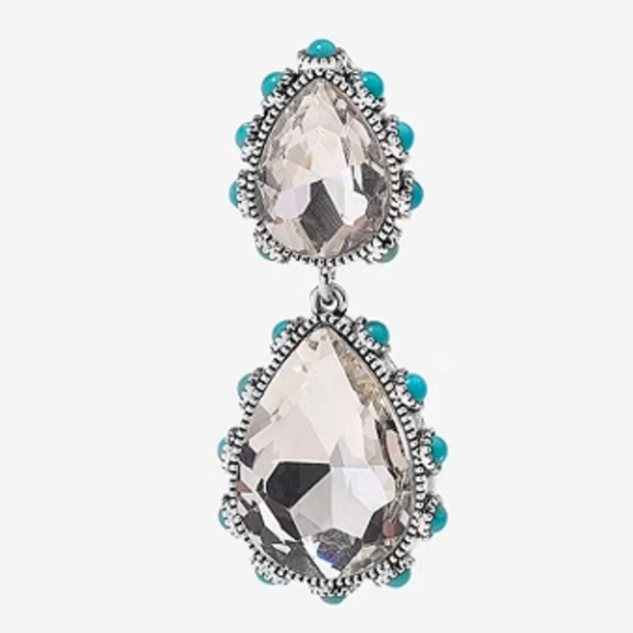 Bijoux Bar Silver Tone Womens Crystal Drop Earrings - Picture 5 of 5